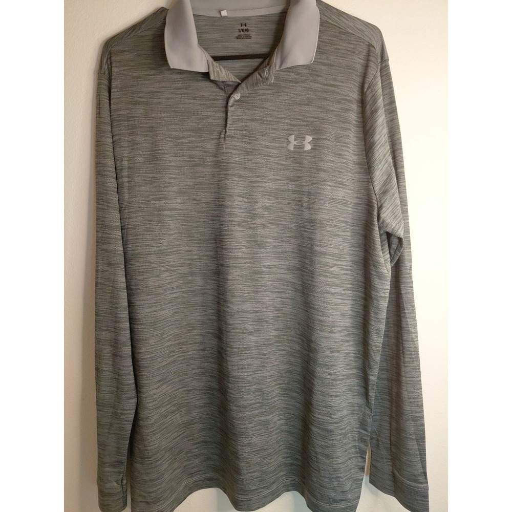 Under Armour Men's Performance Polo 3.0 Long Sleeve Sz L Black Grey Golf Sport